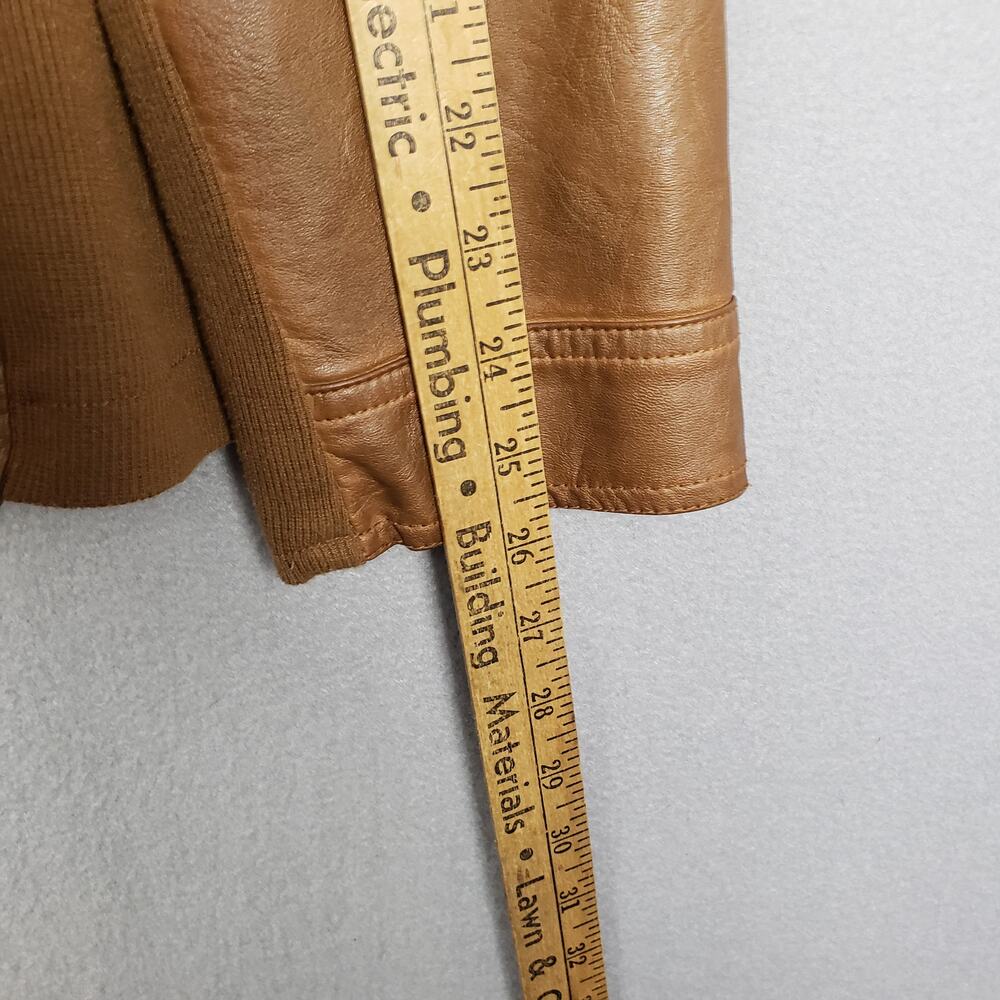 Maurices 4X Faux Leather Moto Jacket Carmel Brown Comfort Stretch Fall Staple - Picture 11 of 13